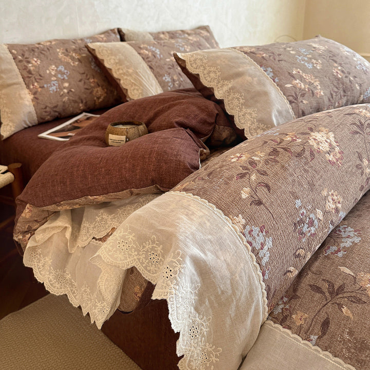 Vintage Floral Embellished Bedding Set