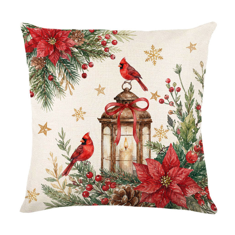 Holiday Winter Vibes Cotton-Linen Square Throw Pillow Cover with Hidden Zipper