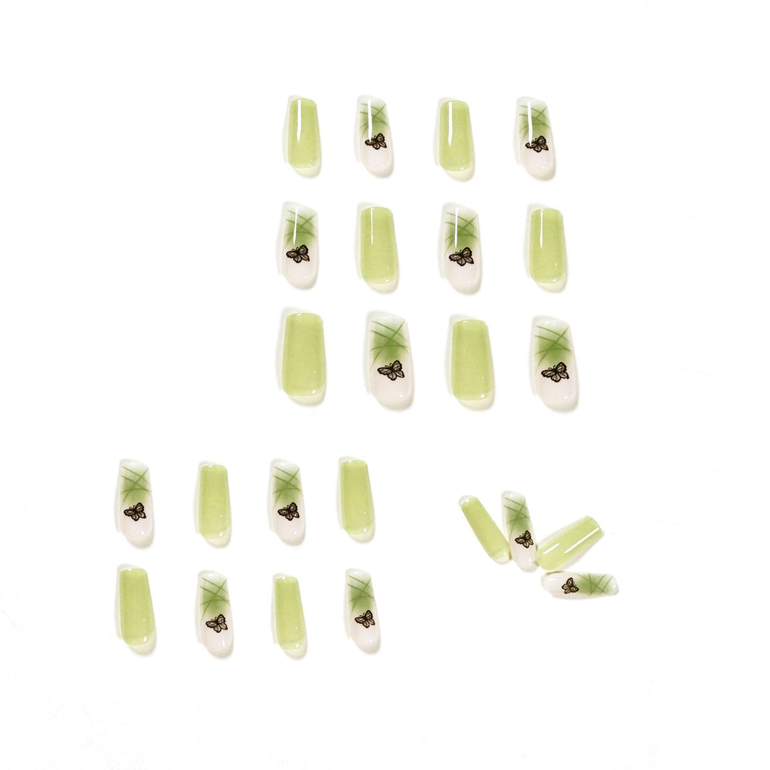 Artificial nail extensions with elegant butterfly design Stornfield