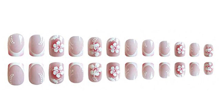 Acrylic nail set with elegant flower and French tip designs Stornfield