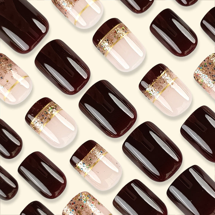 Glittering French Tip Nail Art Set Stornfield