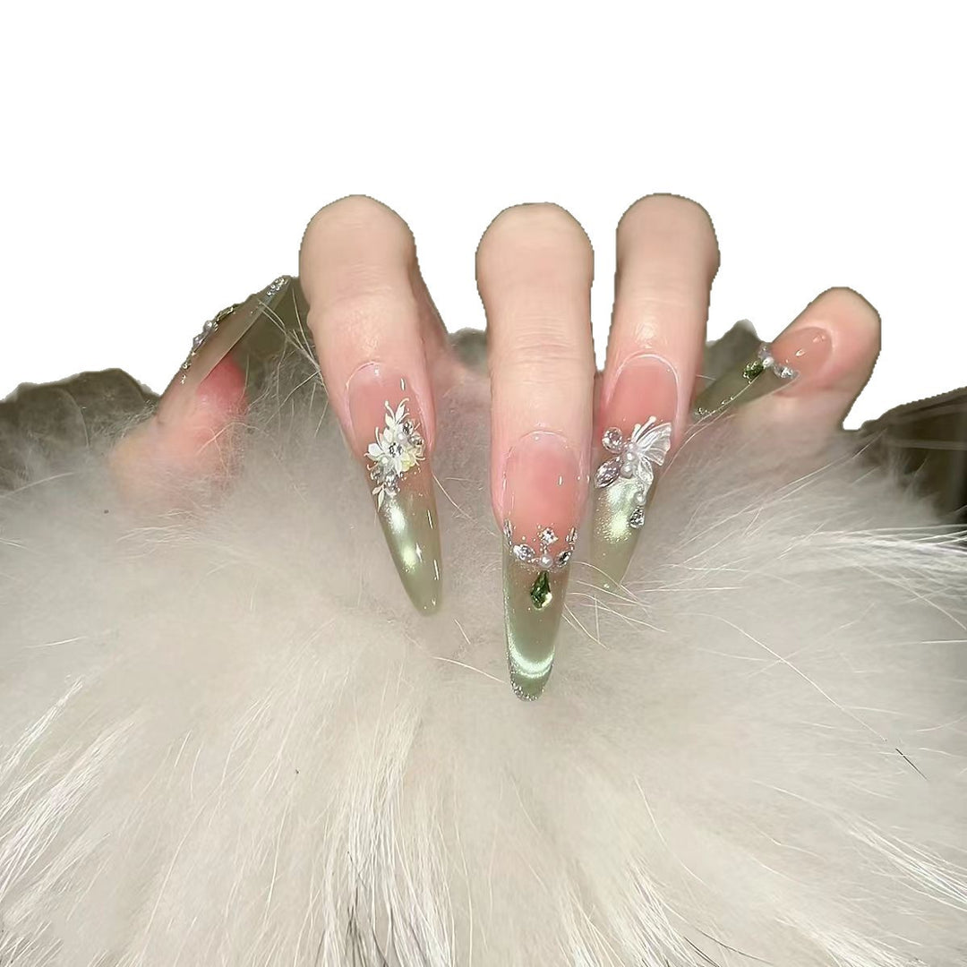 Elegant Floral Stiletto Nail Extensions