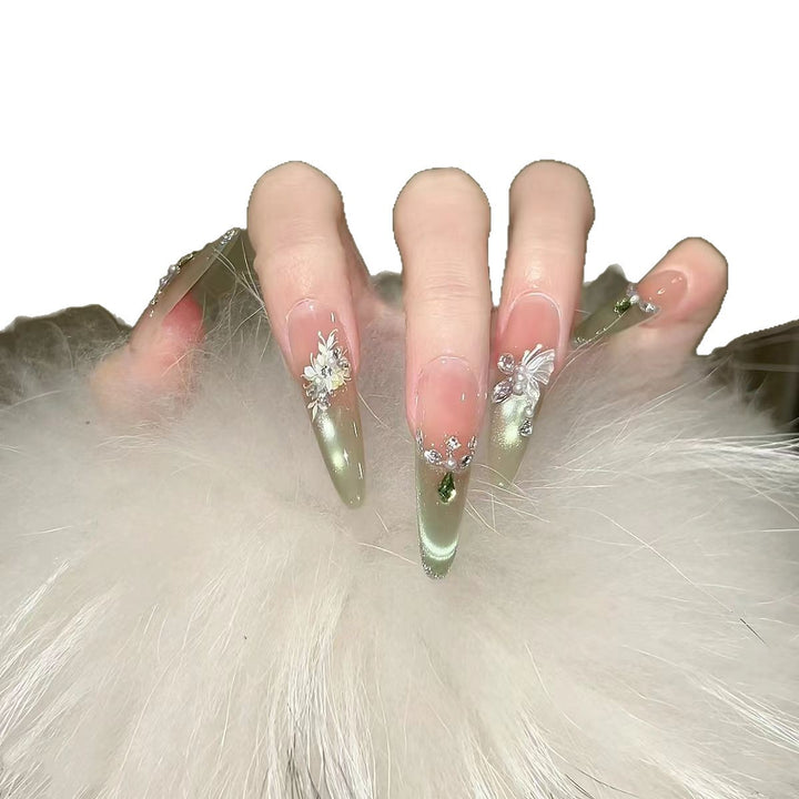 Elegant Floral Stiletto Nail Extensions