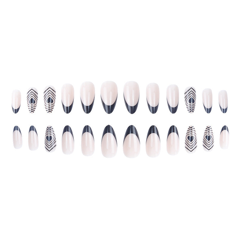 Stylish Stiletto Press-On Nails with Heart and Geometric Designs Stornfield