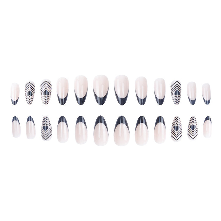 Stylish Stiletto Press-On Nails with Heart and Geometric Designs Stornfield