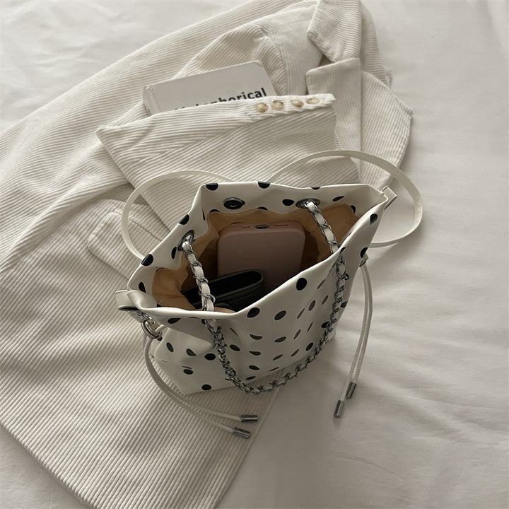 Polka Dot Drawstring Bucket Bag
