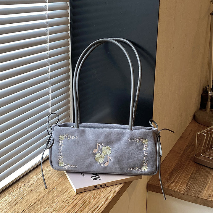Embroidered Suede Handbag
