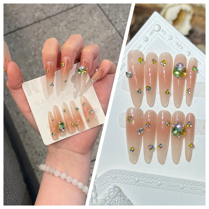 Artistic Stiletto Press-On Nail Set with Charming Patterns Stornfield