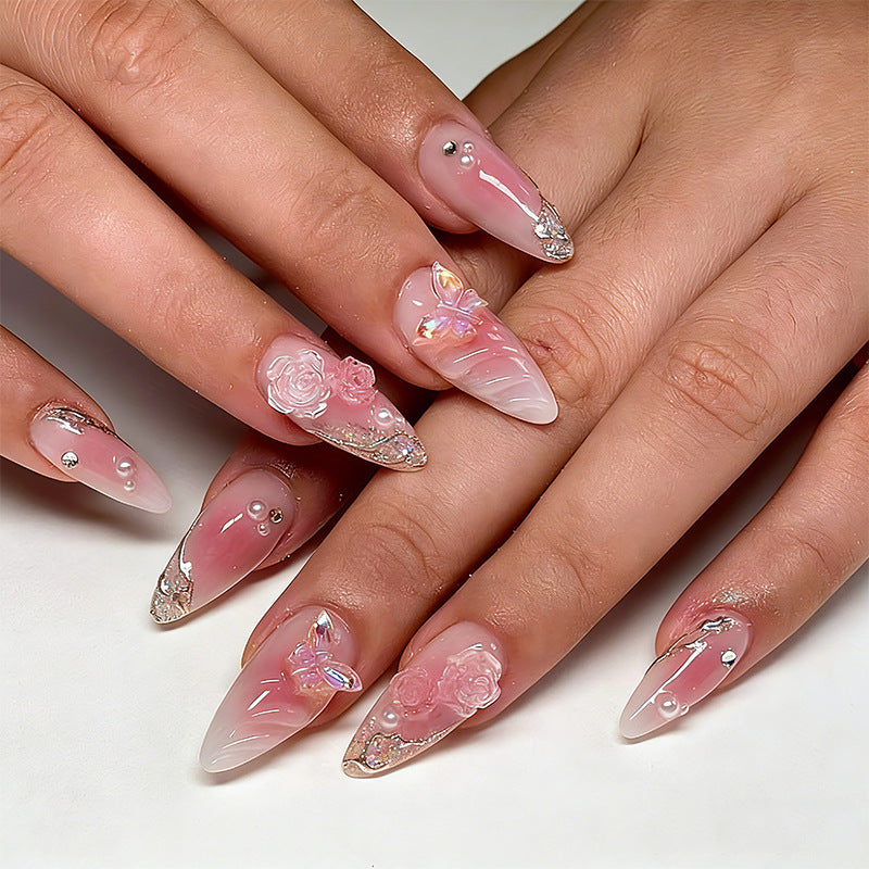 Artful Nail Tips with Romantic Floral Design Stornfield
