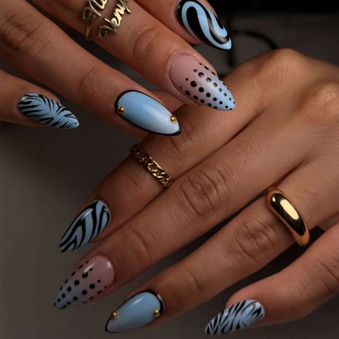 Artificial nails with modern animal design and glossy finish Stornfield