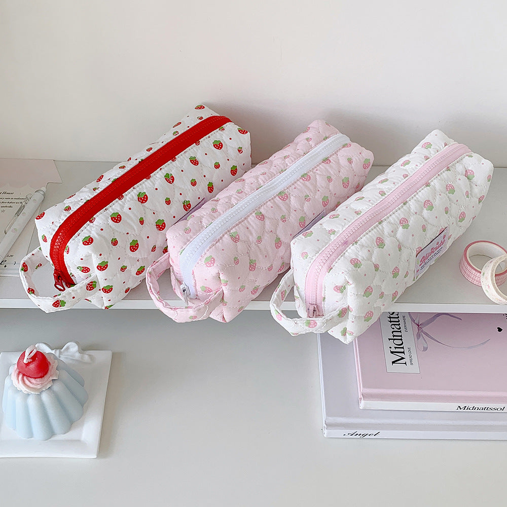 Quilted Berry-Themed Pencil Case