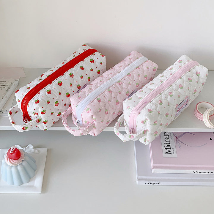 Quilted Berry-Themed Pencil Case
