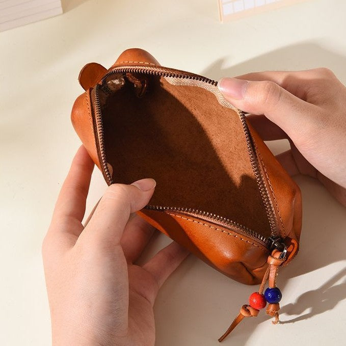 Durable Zippered Leather Pencil Case