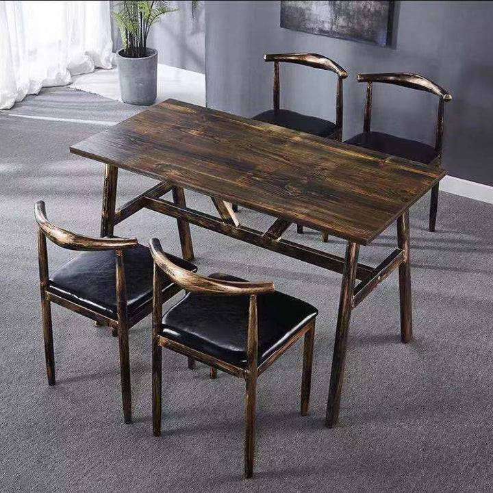 Vintage dining table with custom license plate design Stornfield