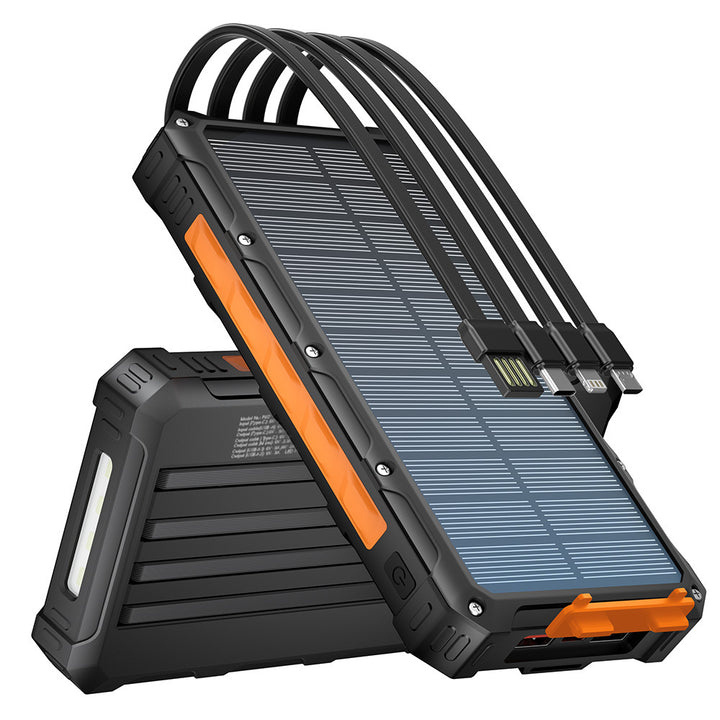 Solar Power Bank with Integrated Charging Cables and Robust Housing Stornfield