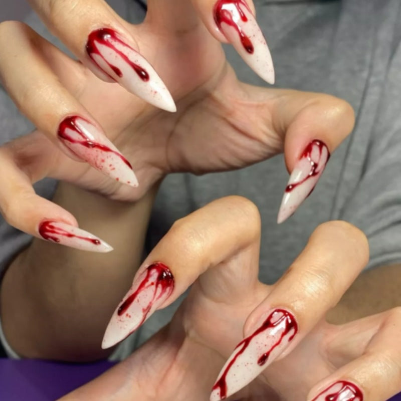 Artistic Abstract Blood-Splattered Press-On Nails Stornfield