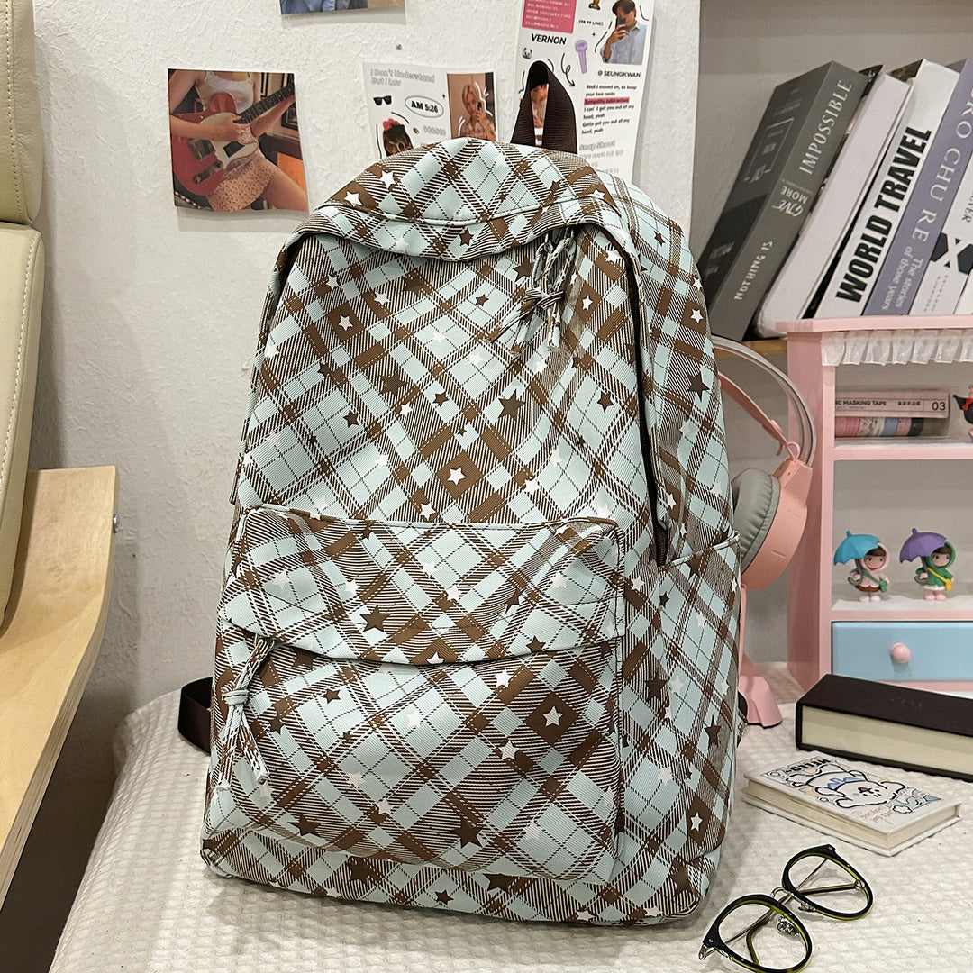 Backpack with Fashionable Check Pattern and Practical Compartments Stornfield