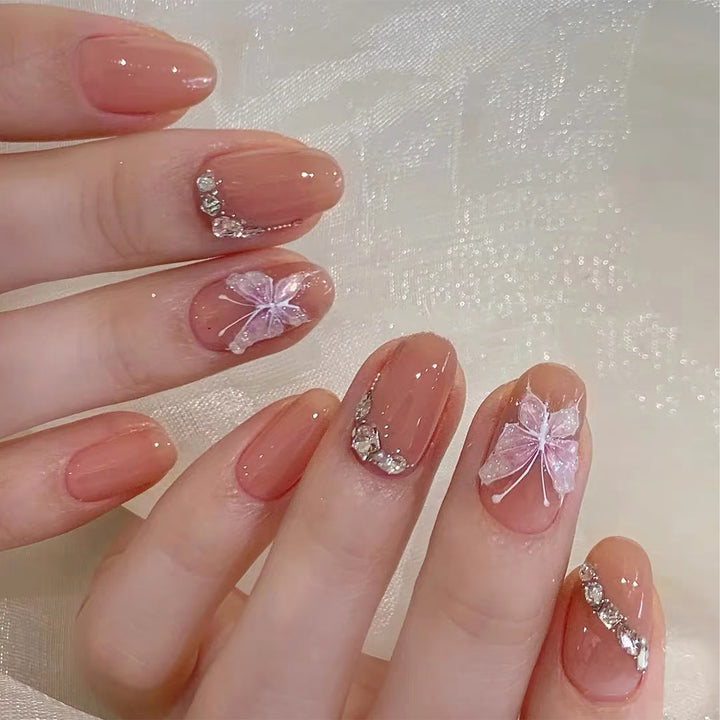 Floral Adorned Press-On Nail Set