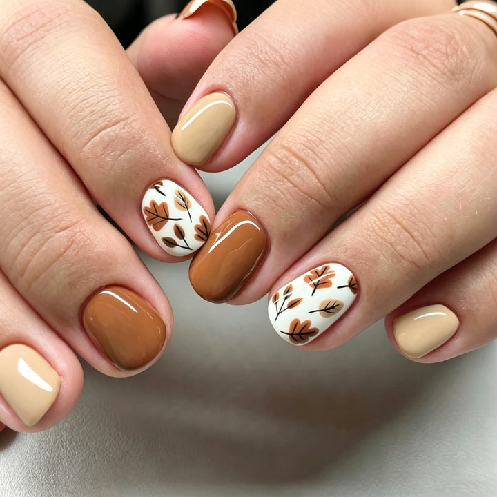 Artistic Botanical Press-On Nail Design Stornfield
