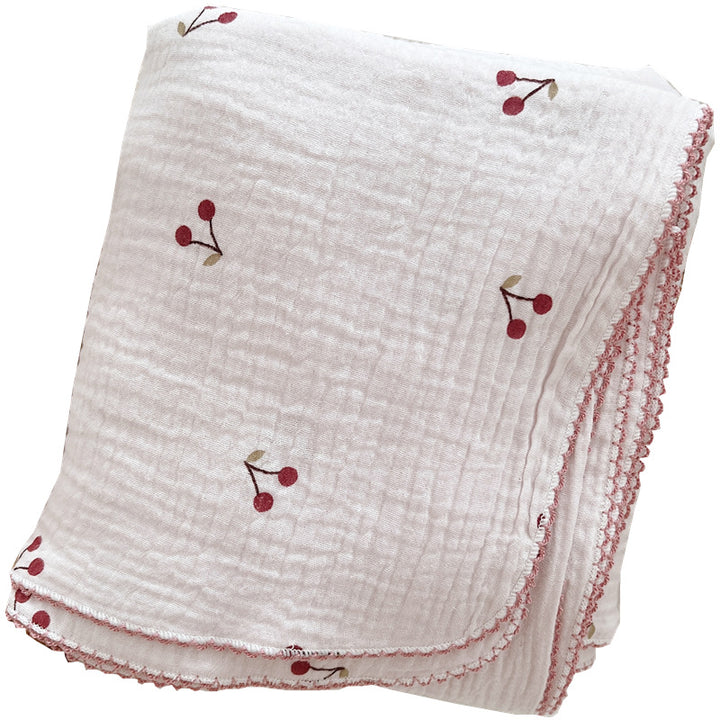 Unisex soft muslin blanket with cherry-shaped embroidery Stornfield