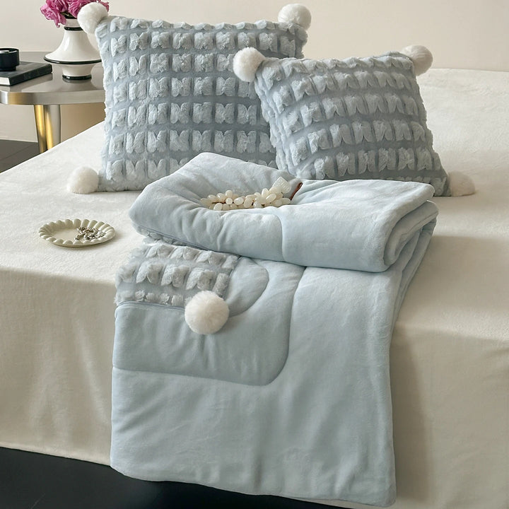 Decorative Cozy Textured Fleece Blanket Set Stornfield