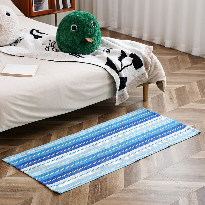 Flat-woven runner rug with check pattern and decorative border stripe Stornfield