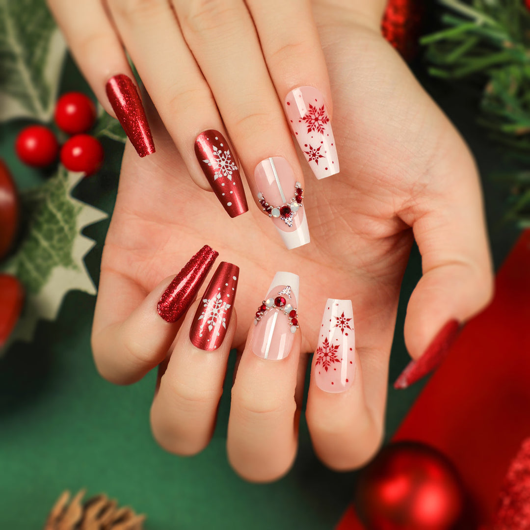 Artful Nail Extensions with Glitter and Rhinestone Embellishments Stornfield