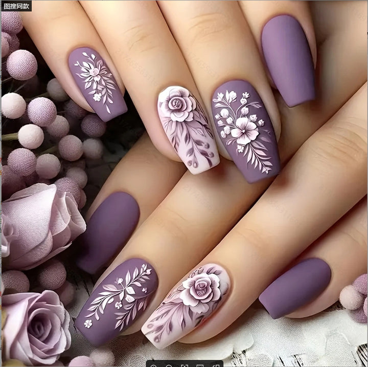 Floral Design Acrylic Nail Art Enhancements Stornfield