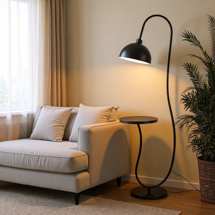 Modern Functional Floor Lamp with Integrated Side Table