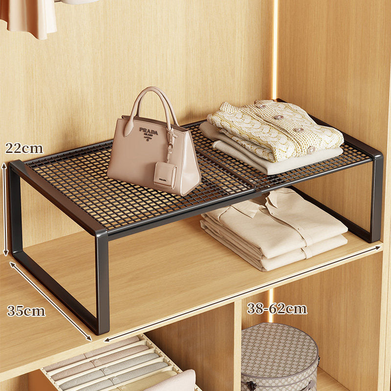 Expandable Metal Closet Shelf Riser and Stackable Wardrobe Organizer