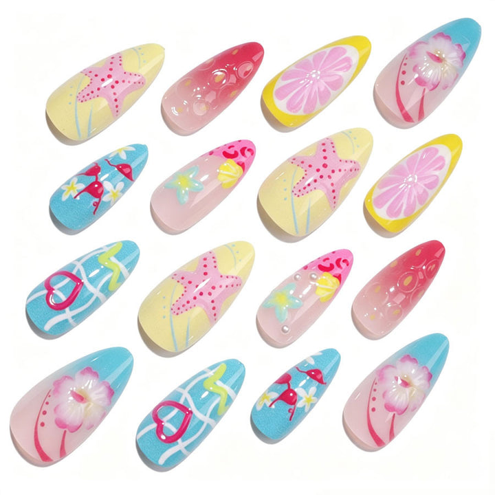 Creative nail art set with colorful summer motifs Stornfield