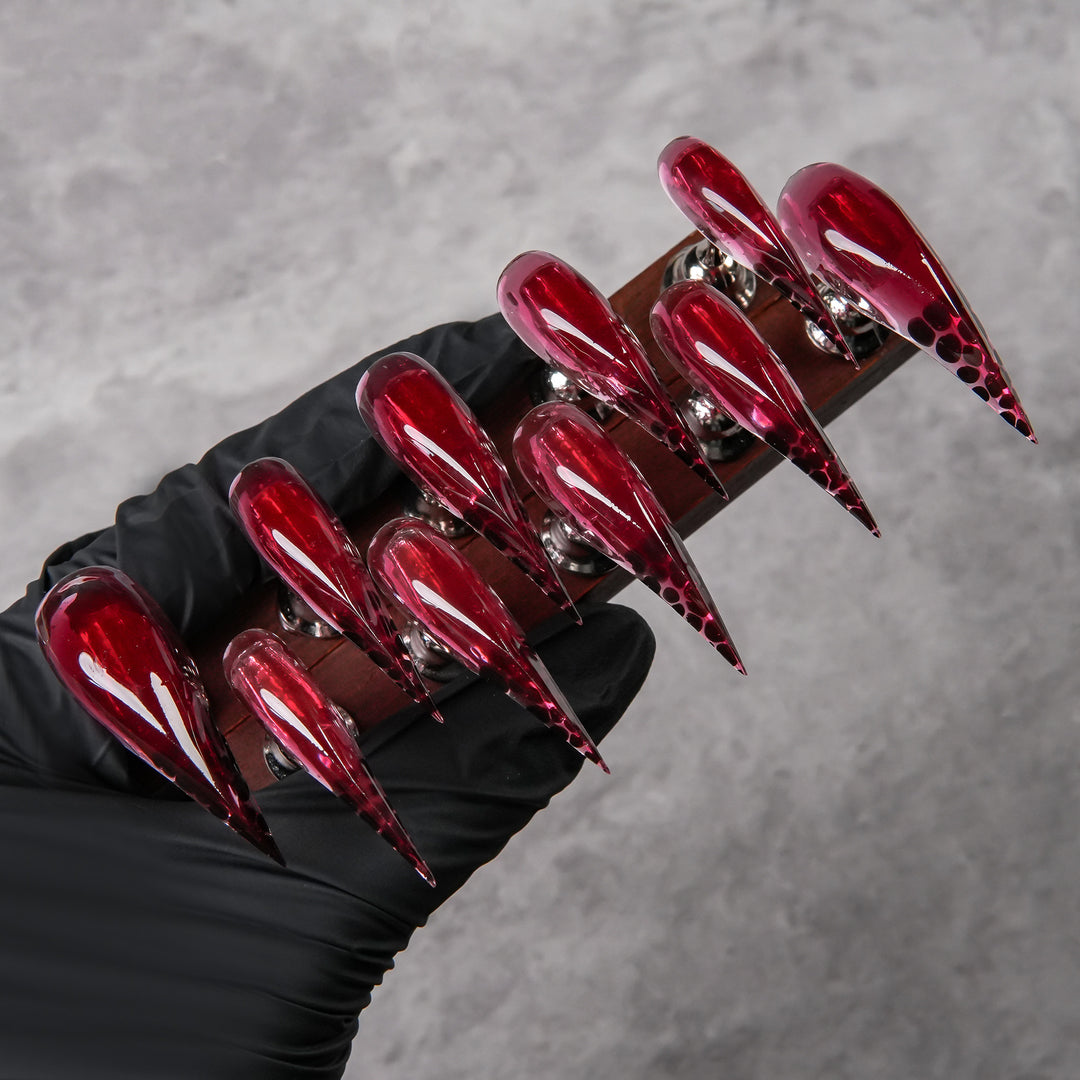 Artistic Stiletto Press-On Nails with Glossy Finish