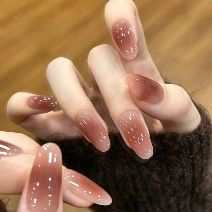 Glossy Almond-Shaped Press-On Nail Extensions
