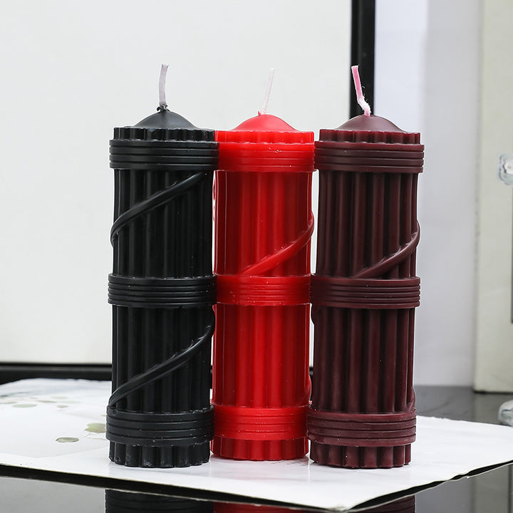 Fluted Column Decorative Pillar Candle with Textured Ribbed Sides
