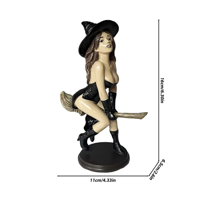 Decorative witch figure with broom Stornfield