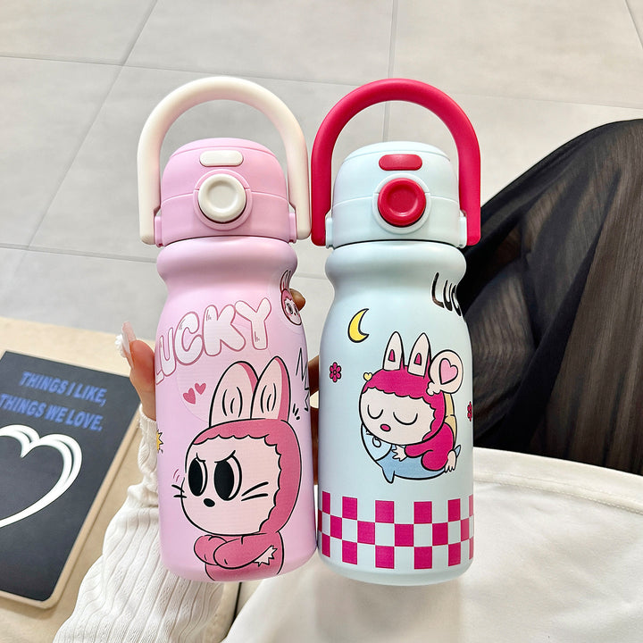 Women's water bottle with fun animal design and ergonomic carrying handle Stornfield