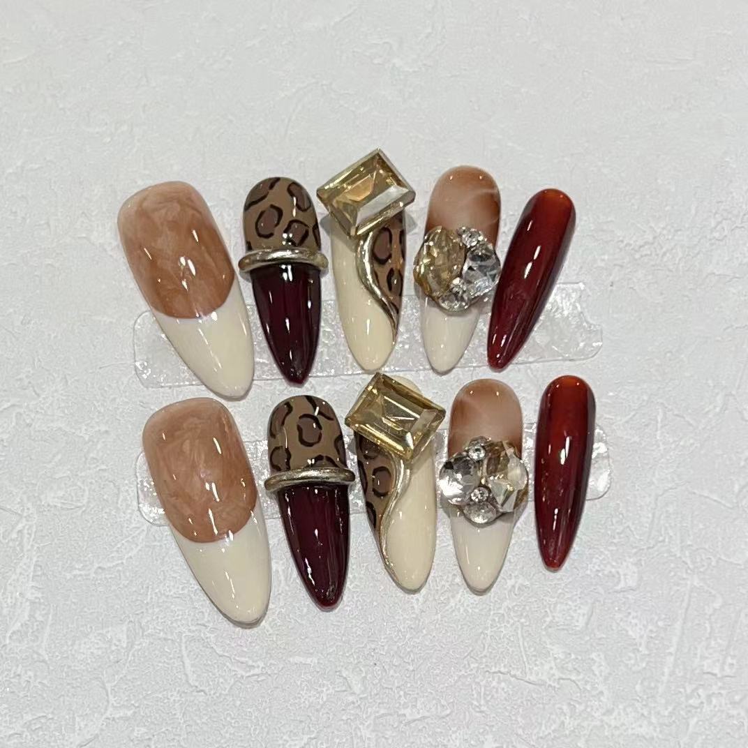 Stiletto Press-On Nail Art Set with Decorative Gem Accents Stornfield
