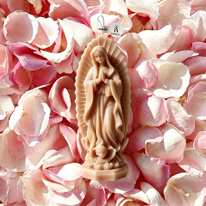 Hand-Poured Sculpted Marian Devotional Prayer Candle