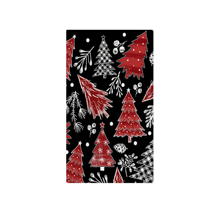 Festive Cotton-Linen Blend Kitchen Tea Towel with Scandinavian Christmas Tree Print