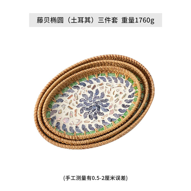 Ladies Elegant Serving Plate Set made of handwoven natural material Stornfield