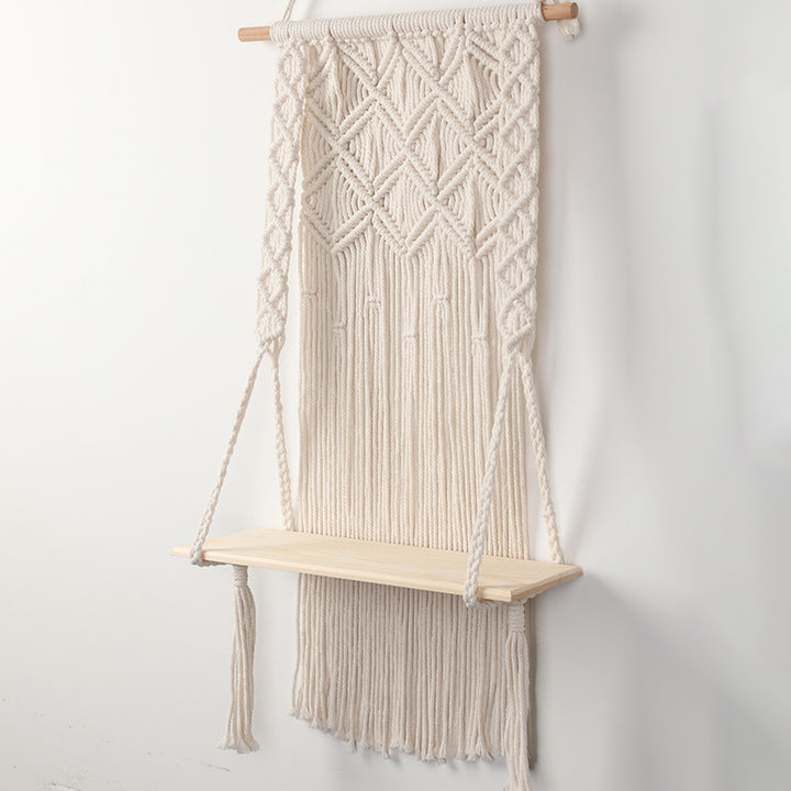 Macramé Wall Shelf with Integrated Plant Holder Stornfield