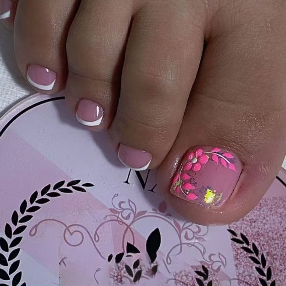 Decorative Floral Press-On Toenails Stornfield