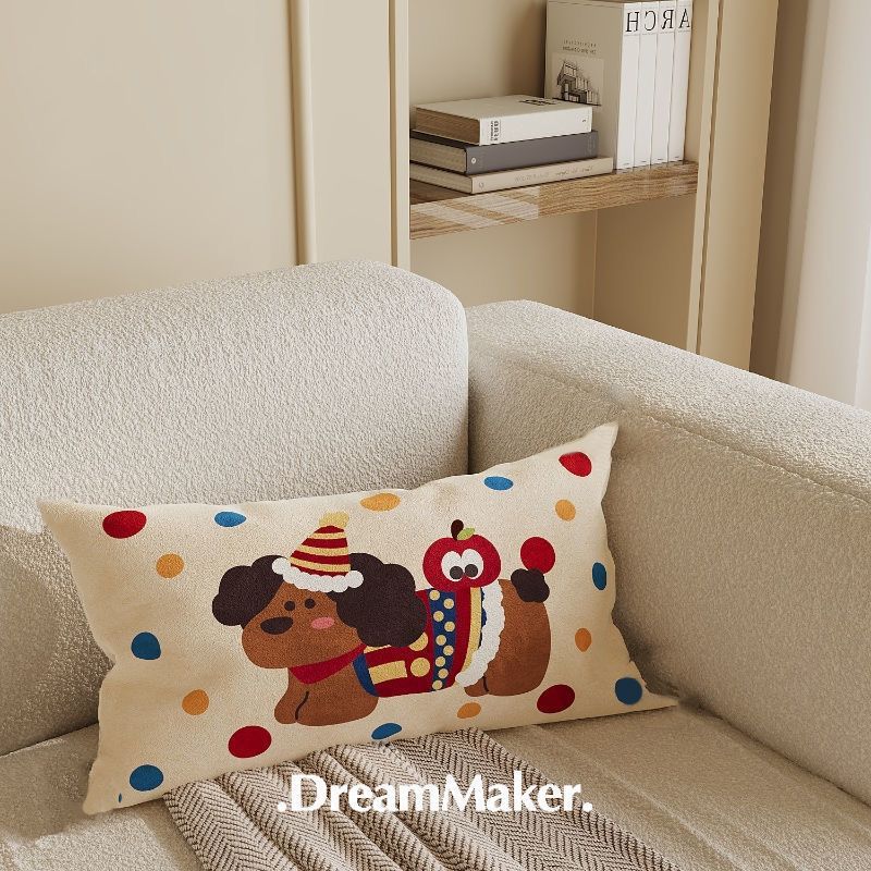 Playful Dog-Themed Decorative Pillow