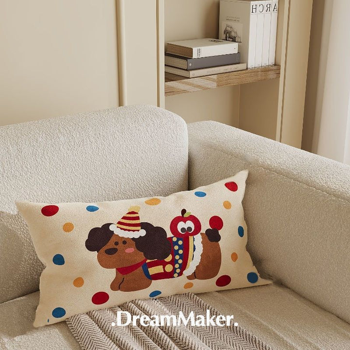 Playful Dog-Themed Decorative Pillow