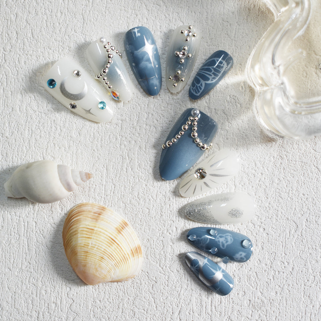 Celestial Design Press-On Nails with Gem Accents Stornfield