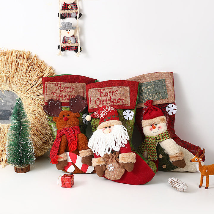 Festive Christmas stocking with loving Santa motifs Stornfield