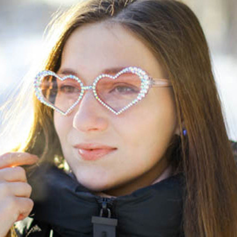 Women's Heart-Shaped Sunglasses with Rhinestone-Embellished Frame Stornfield