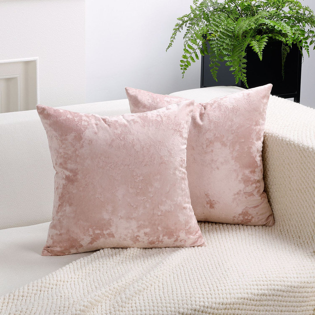 Square Crushed Velvet Decorative Throw Pillow Covers with Hidden Zipper