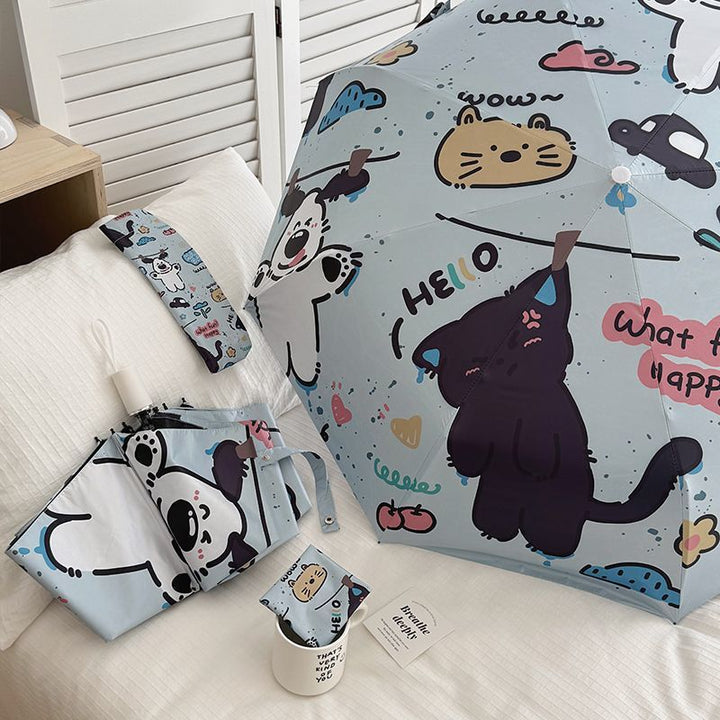 Women Folding Umbrella with Cute Animal Designs and Practical Carrying Case Stornfield