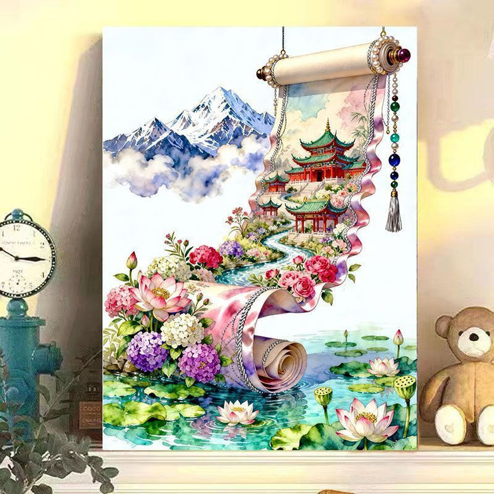Elegant Chinese Landscape Scroll Art Print Stornfield
